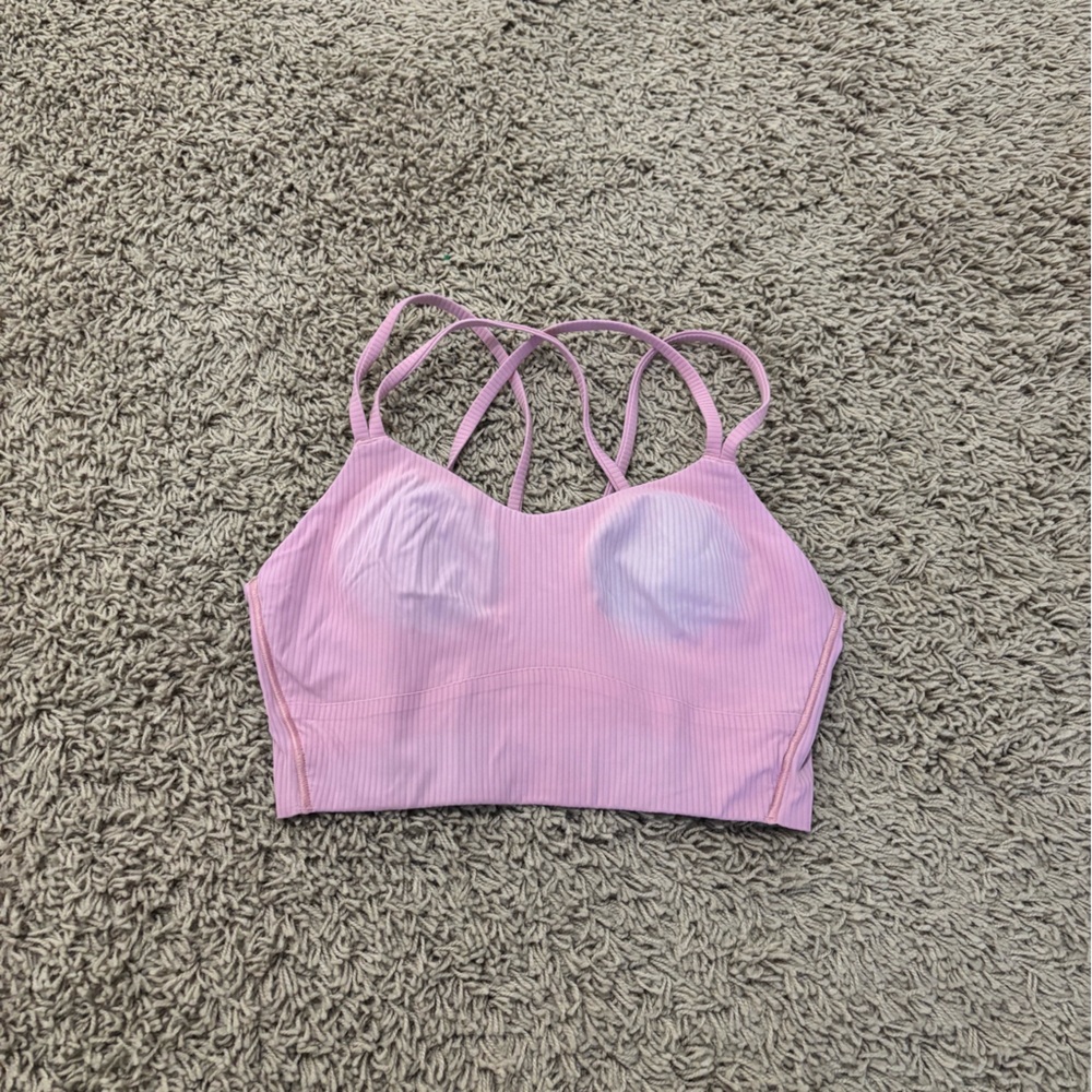 Lululemon ribbed long line like a cloud bra pink